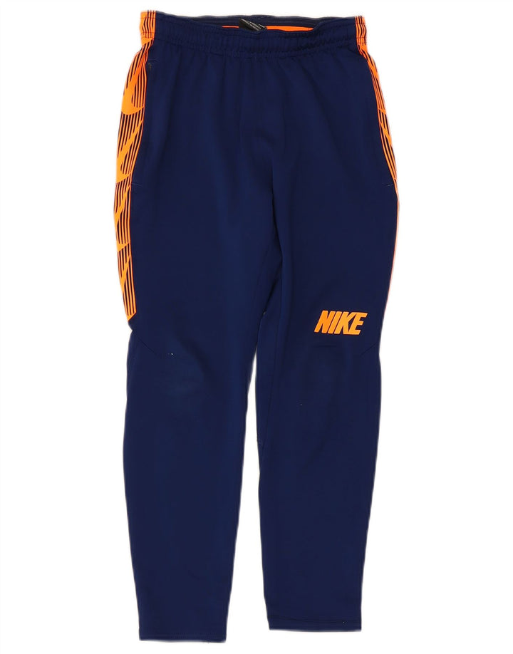 Chłopięce spodnie dresowe NIKE Dri Fit w wieku 8-9 lat, małe, granatowe, z blokami kolorów
