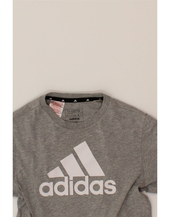 ADIDAS Boys Graphic T-Shirt Top 11-12 Years Grey Vintage Adidas and Second-Hand Adidas from Messina Hembry 