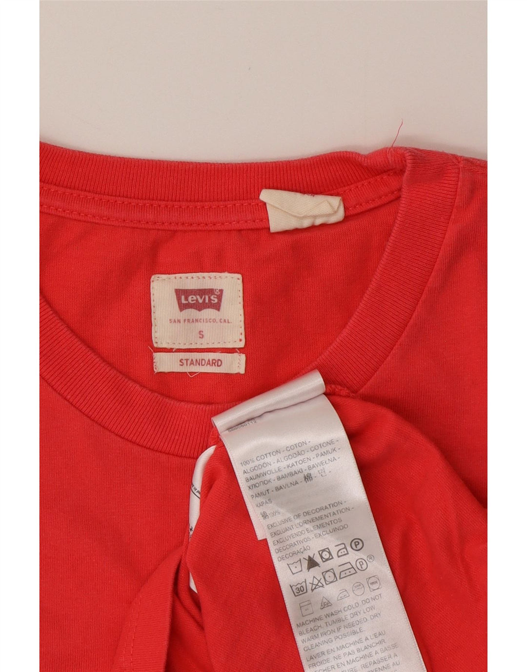 LEVI'S Męski standardowy T-shirt Top, mały, czerwony, bawełniany