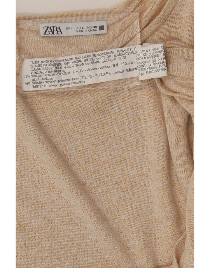 Bluzka damska Zara Top UK 14 Large Beżowa Wiskoza