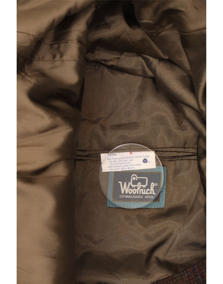 Męska marynarka Woolrich zapinana na 2 guziki UK 38 Średnio brązowa wełna w pepitkę