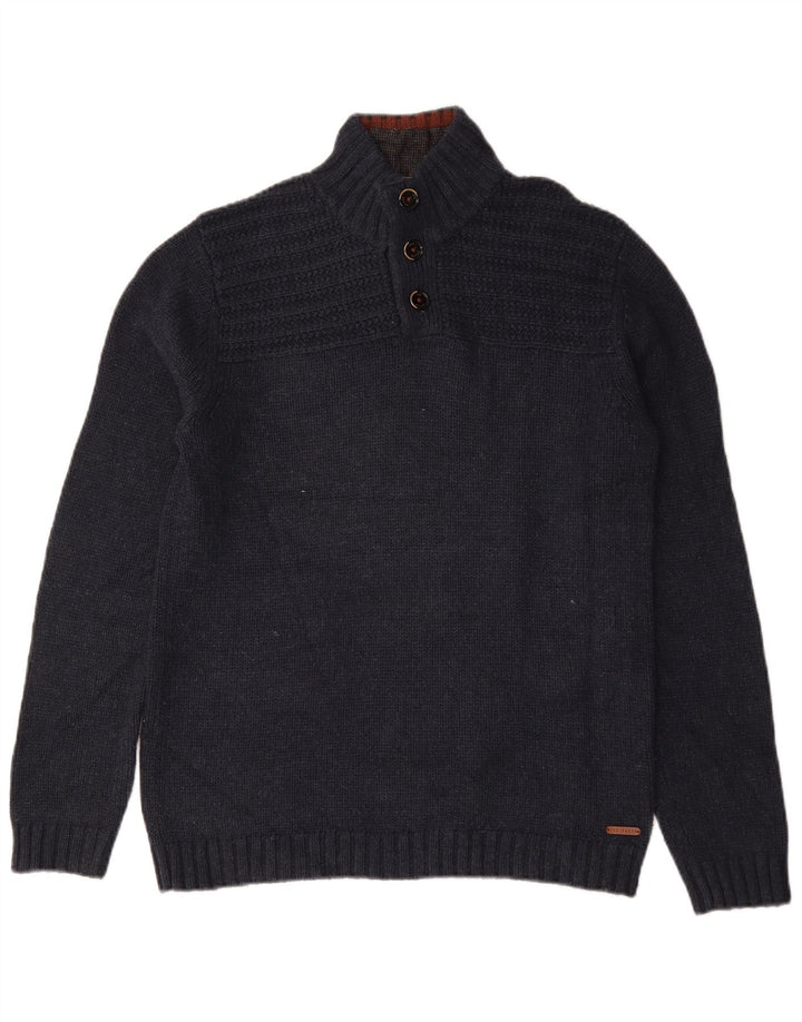 Ted Baker Męski sweter zapinany na guziki, rozmiar 3, średni, granatowy, bawełniany