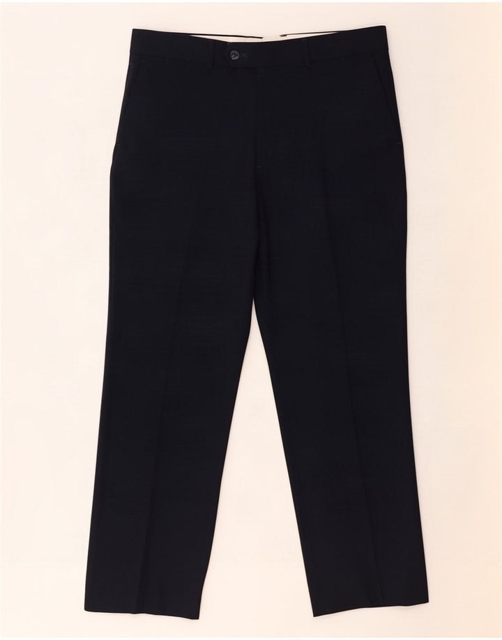 Męskie proste spodnie garniturowe Zara EU 44 Large W34 L29 Granatowy poliester