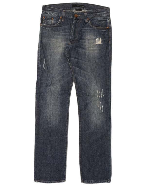 Męskie jeansy Calvin Klein w trudnej sytuacji W31 L33 Niebieskie bawełniane