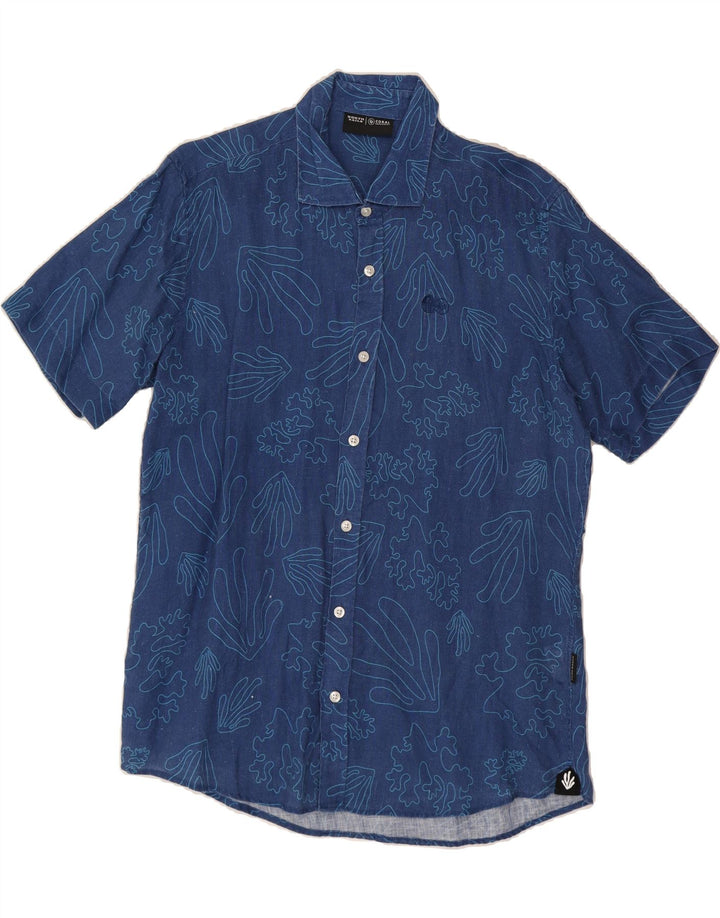 NORTH SAILS Mens Coral Abstract Pattern Short Sleeve Shirt XS Blue Cotton Vintage North Sails and Second-Hand North Sails from Messina Hembry 