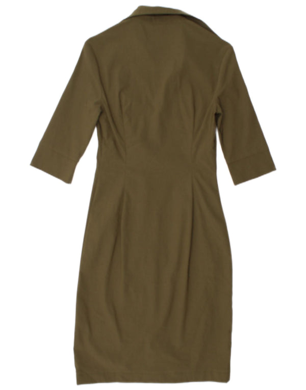 Damska sukienka koszulowa z rękawem 3/4 Zara EU 34 2XS Khaki Rayon