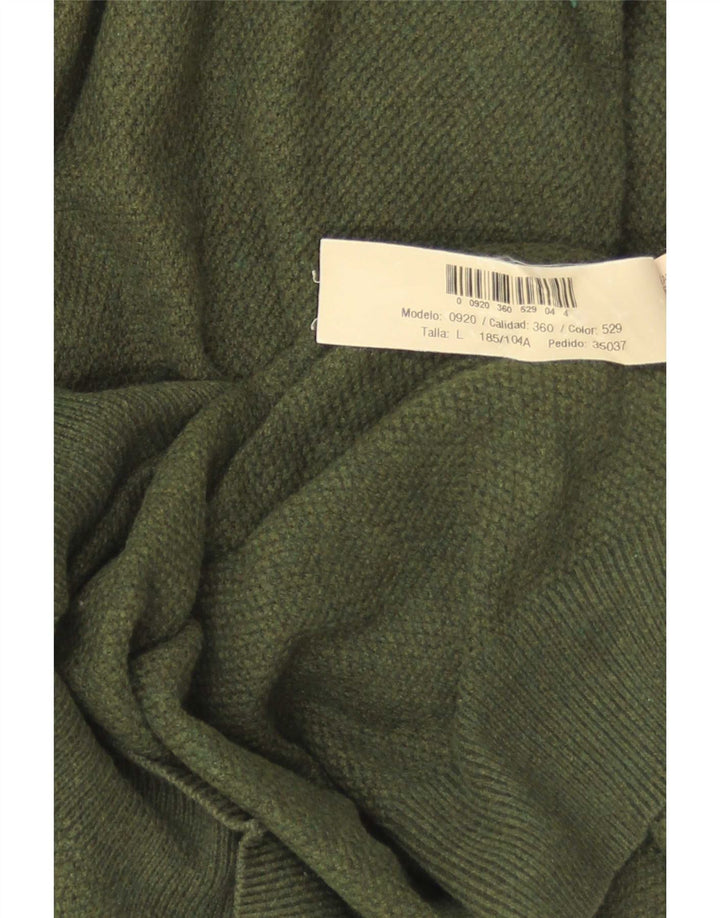 Męski sweter Massimo Dutti z dekoltem w kształcie litery V, duży, zielony, bawełniany
