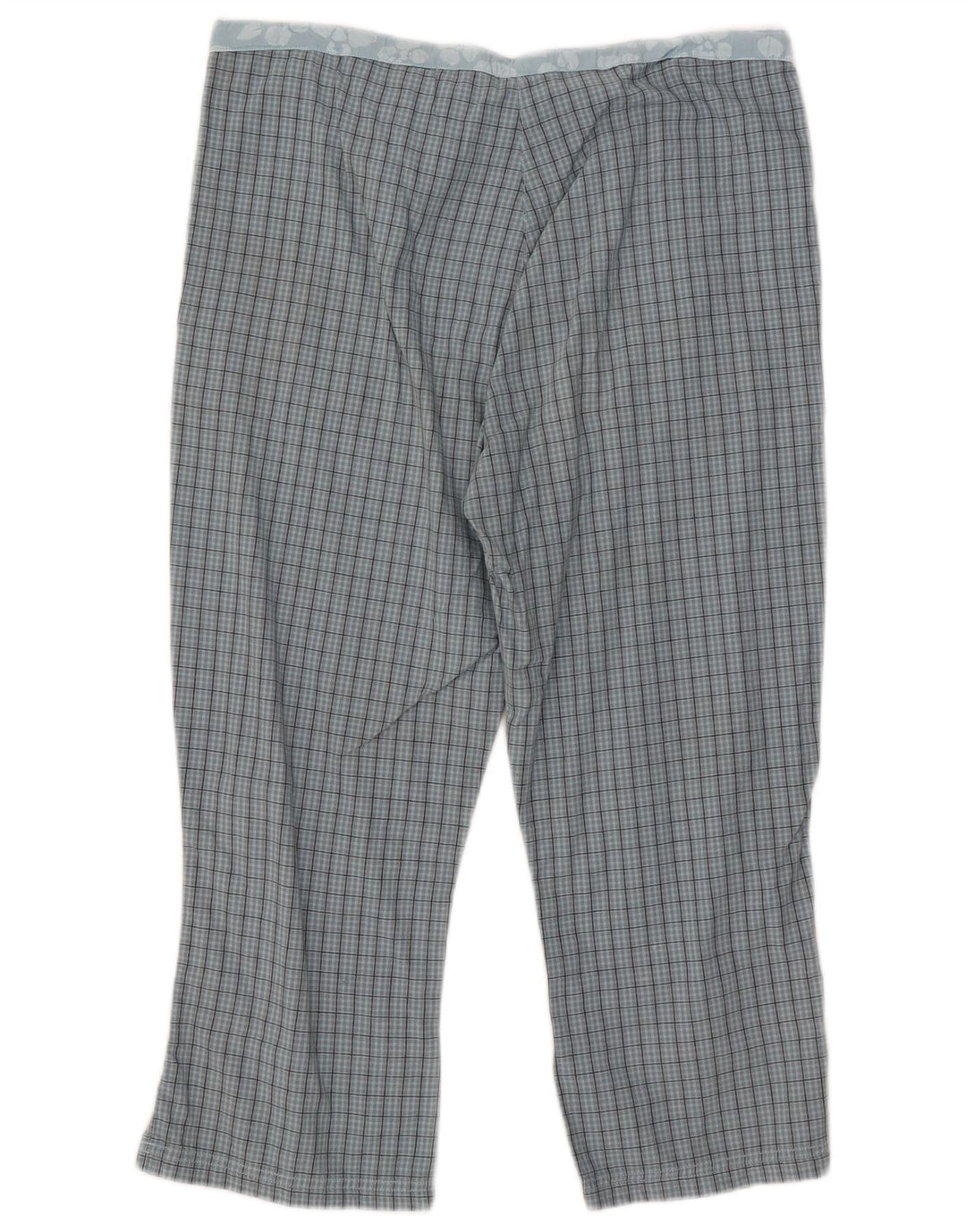 Think Różowe damskie spodnie Capri W32 L21 w niebieską kratkę
