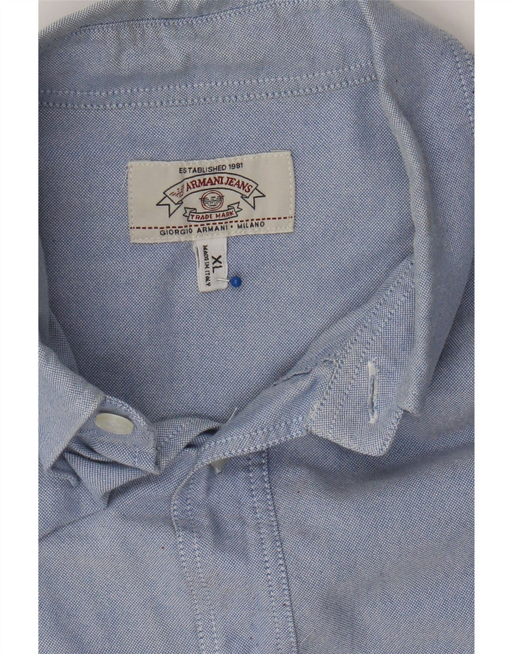 ARMANI JEANS Mens Shirt XL Blue Cotton Vintage Armani Jeans and Second-Hand Armani Jeans from Messina Hembry 