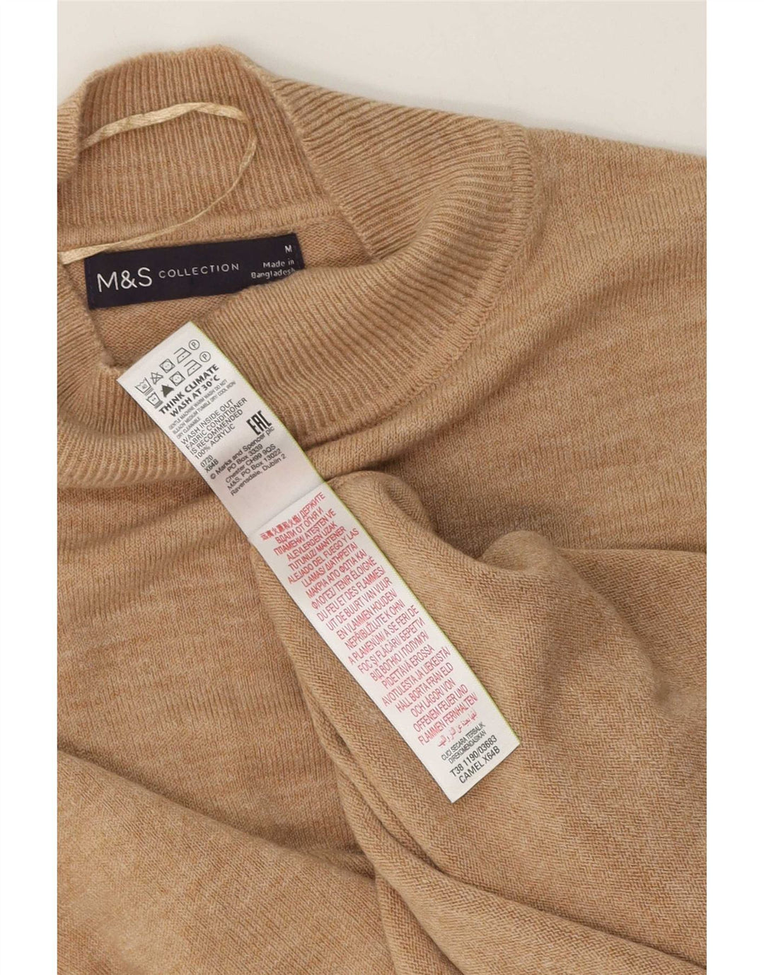 Marks & Spencer Damski sweter z golfem, UK 14, średni beż