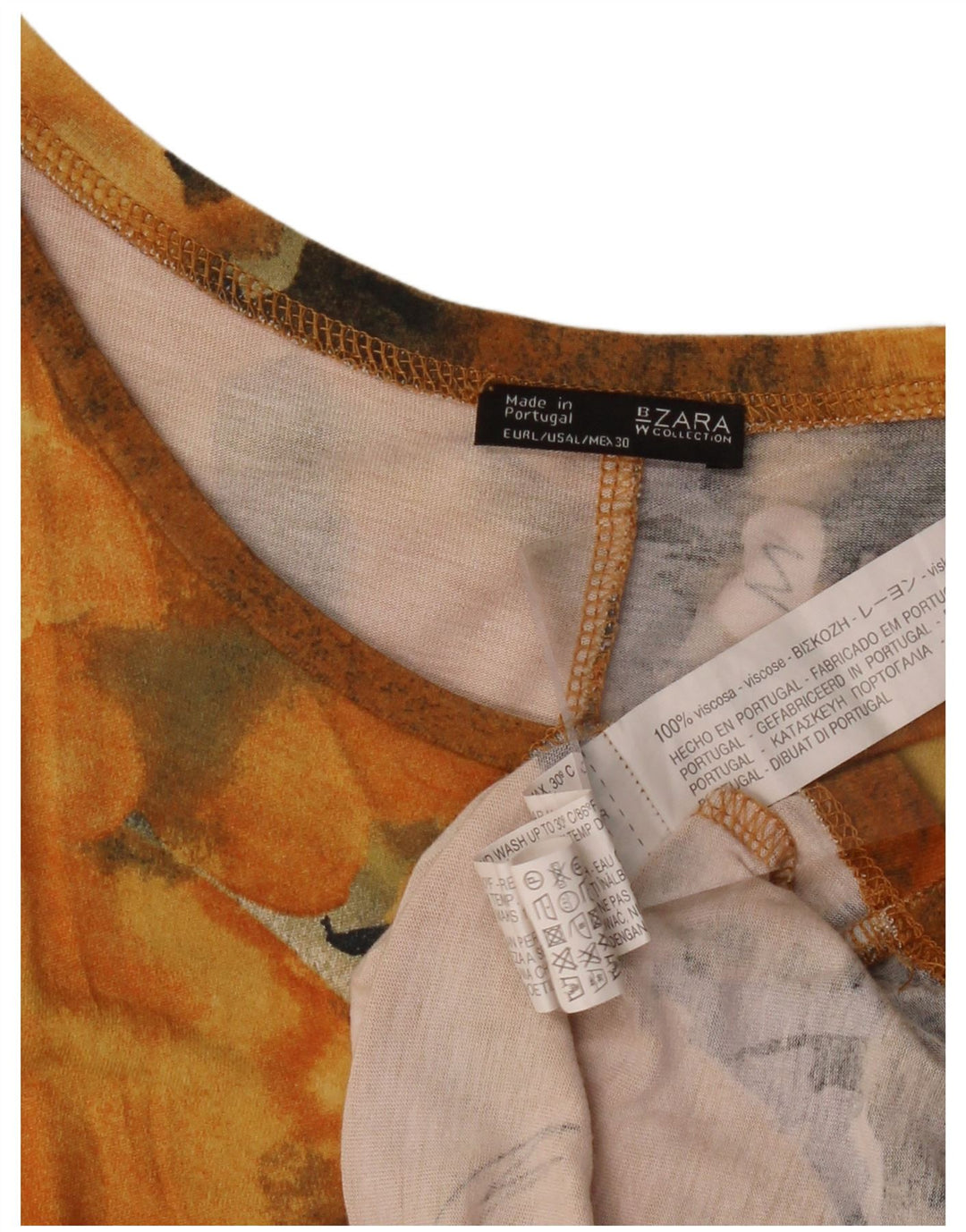 Damska koszulka z grafiką ZARA Top UK 16, duża, pomarańczowa wiskoza Tie Dye