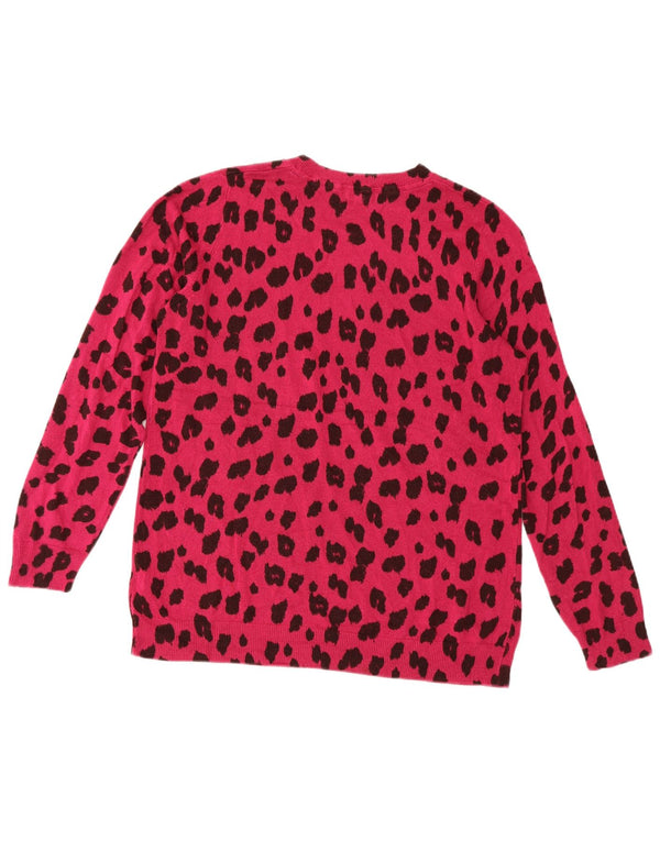 Marks & Spencer Damski sweter z okrągłym dekoltem UK 22 2XL Różowy nadruk zwierzęcy