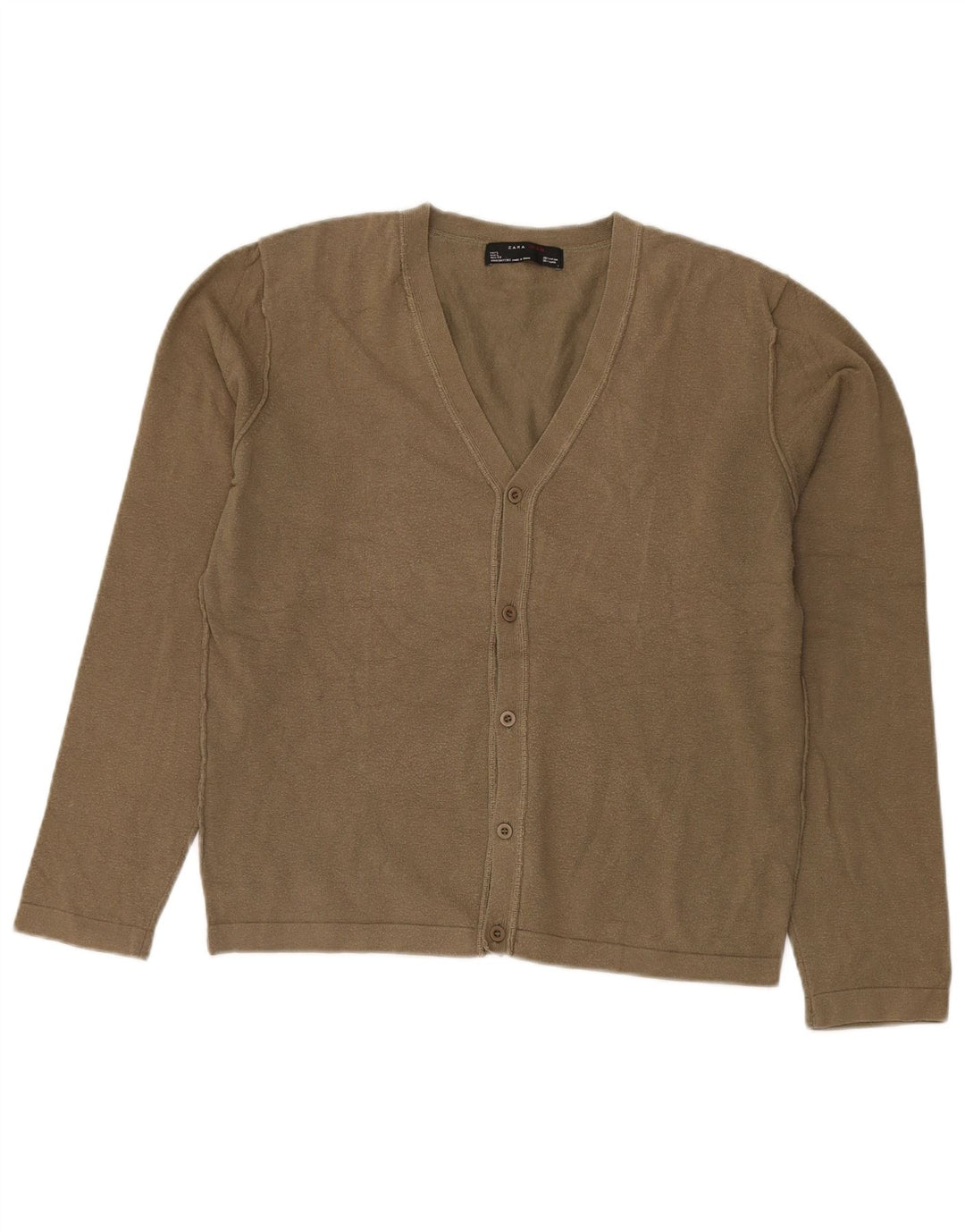 Męski sweter Zara, duży, bawełniany khaki
