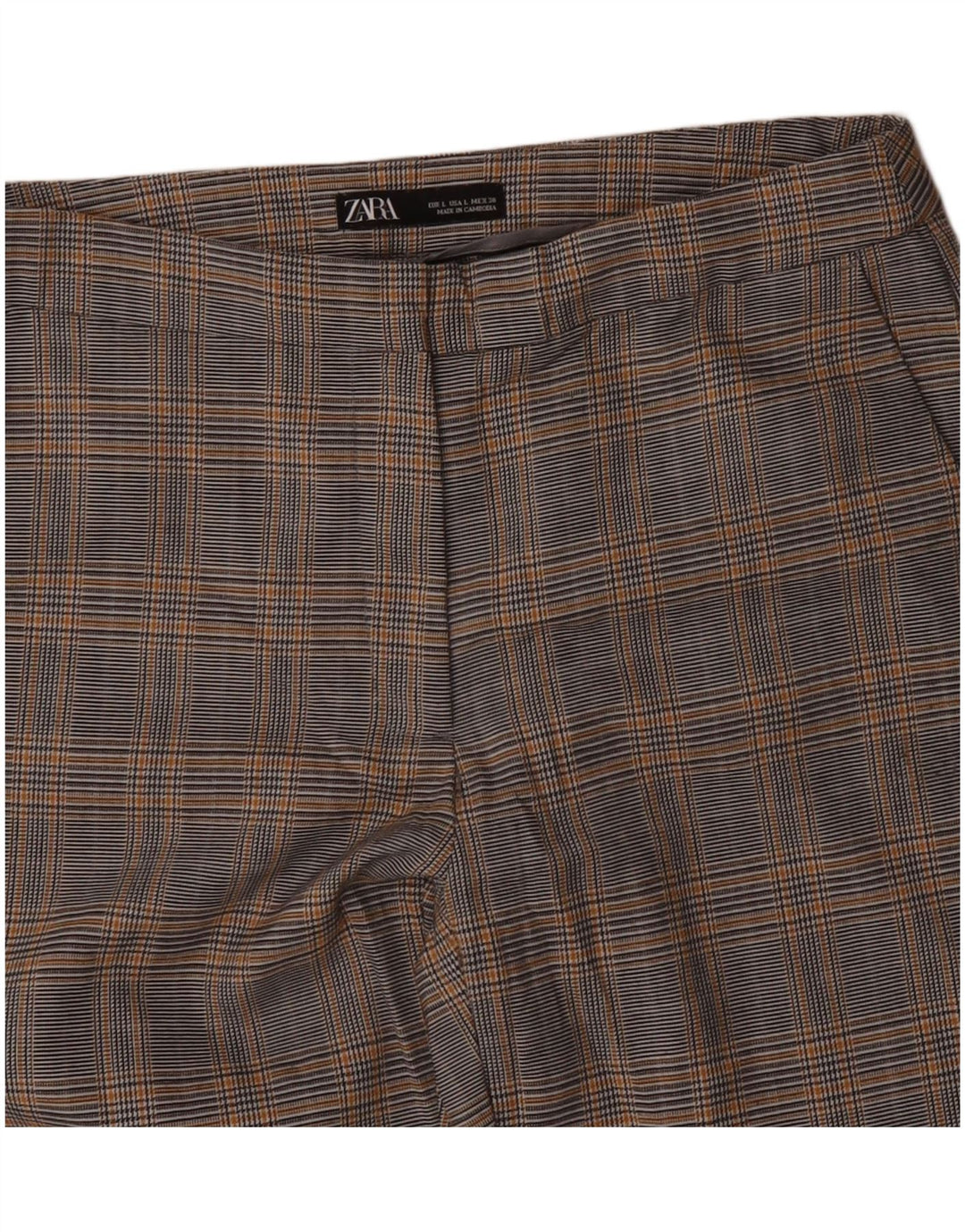 Damskie proste spodnie chino ZARA duże W30 L26 szare pepitkę