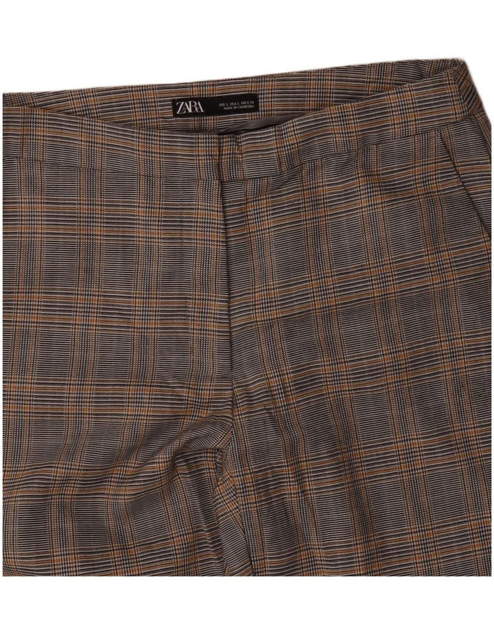 Damskie proste spodnie chino ZARA duże W30 L26 szare pepitkę