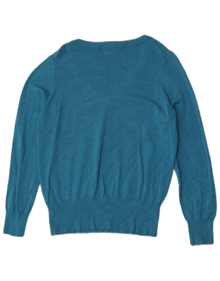 Sweter damski Marks & Spencer z dekoltem w kształcie litery V, UK 14, średni turkusowy wiskoza