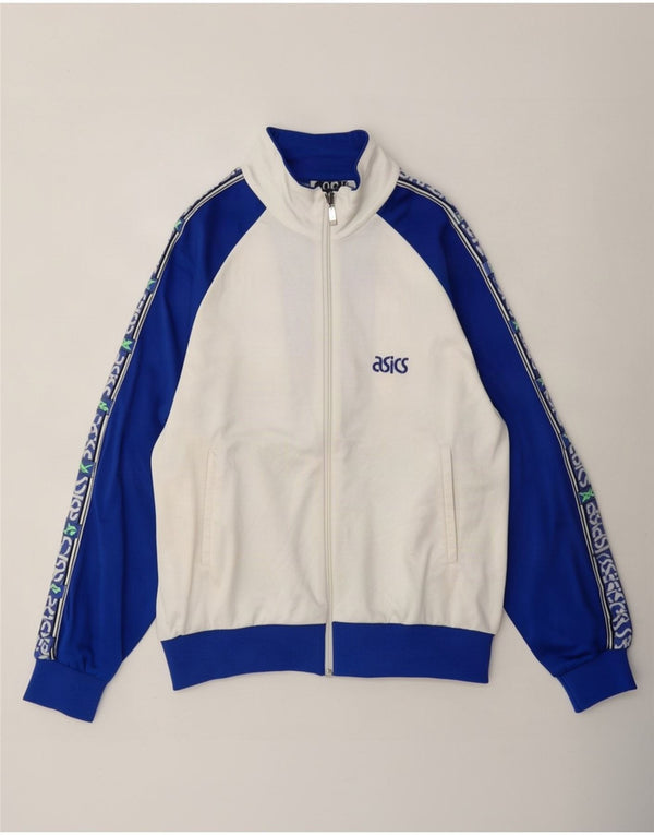 Męska kurtka dresowa Asics o luźnym kroju IT 44 XS, biała, blokowa kolor, retro
