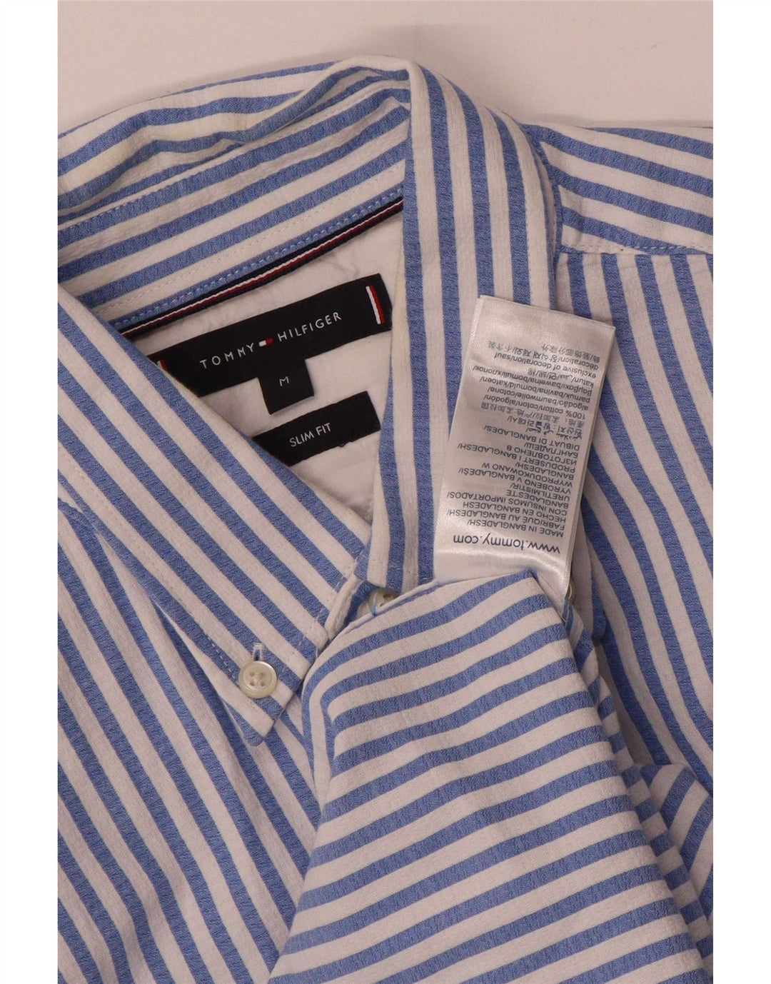 Męska koszula slim fit Tommy Hilfiger w średnie niebieskie paski, bawełniana
