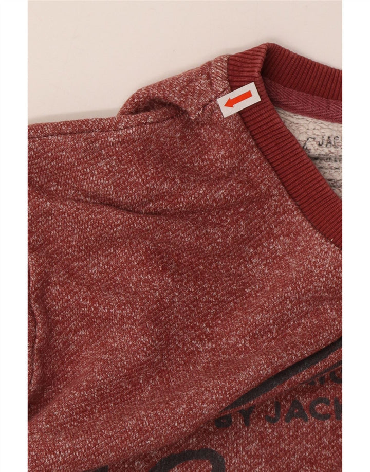 Męska bluza z grafiką Jack & Jones, średnia, bordowa, nakrapiana bawełna