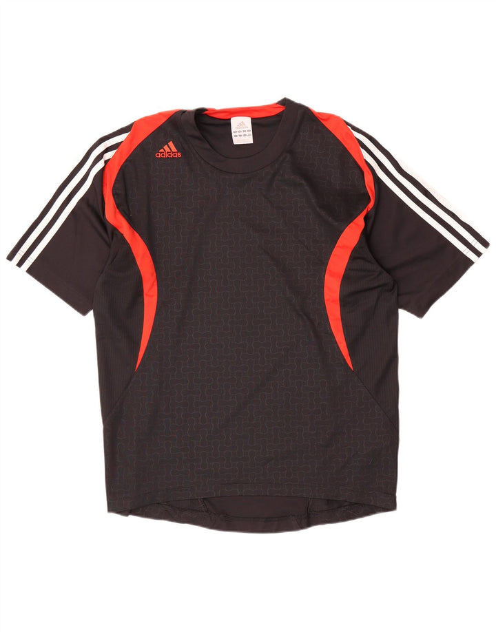 Adidas Męski T-Shirt Top Mały Czarny Poliester z blokami kolorów