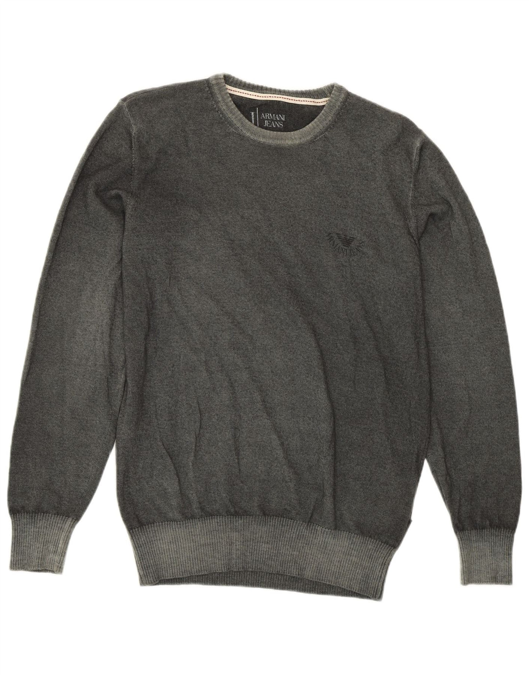 Męski sweter z okrągłym dekoltem Armani, średnio zielony, nowa wełna