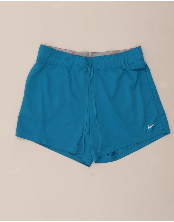 Damskie spodenki sportowe NIKE Dri Fit UK 10, małe, niebieskie, poliestrowe