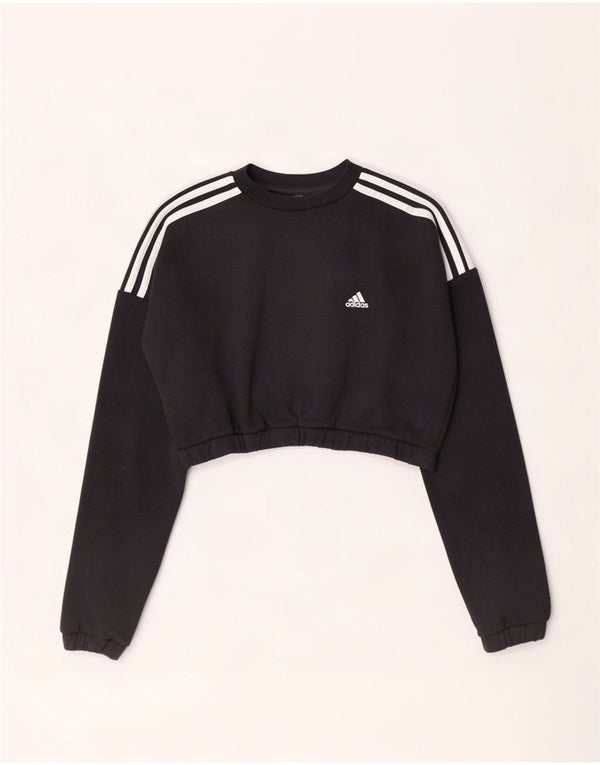 Damska bluza Adidas Crop Oversized Sweter UK 8/10 Mała czarna bawełna