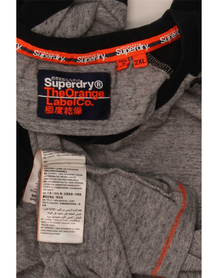 Męski top Superdry z długim rękawem 2XL, szara, bawełniana w bloki kolorów