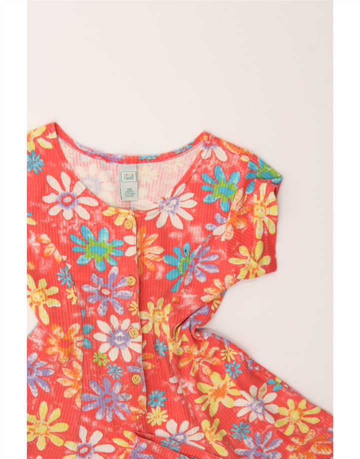 CANDA Girls Playsuit 10-11 Years Red Floral Polyester Vintage Canda and Second-Hand Canda from Messina Hembry 