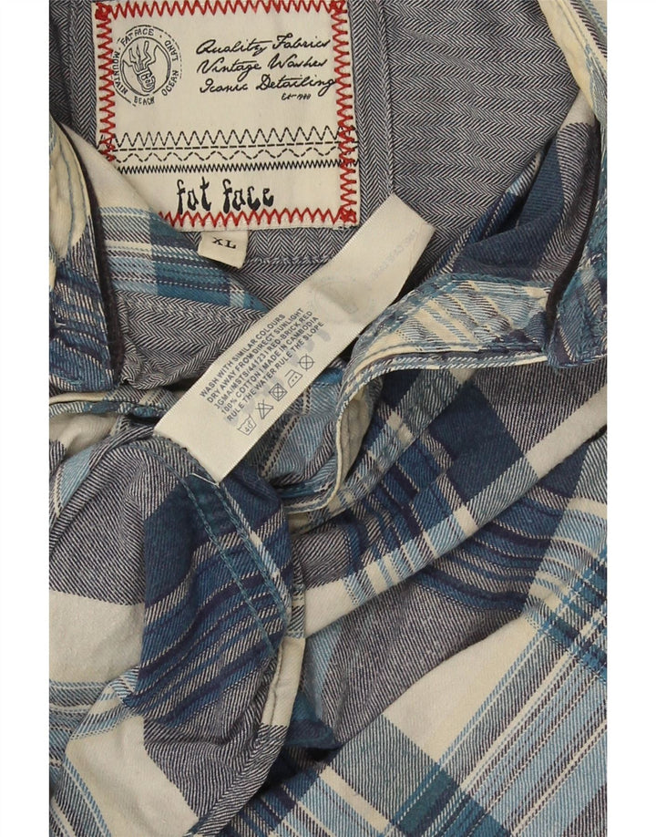 Koszula flanelowa męska Fat Face XL w niebieską kratę, bawełniana