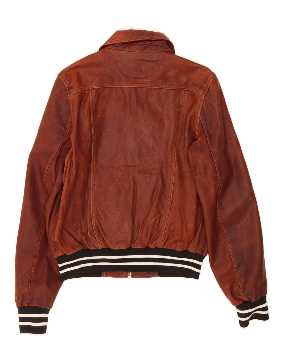 CONVERSE JOHN VARVATOS Womens Bomber Jacket UK 14 Medium Brown Leather Vintage Converse John Varvatos and Second-Hand Converse John Varvatos from Messina Hembry 