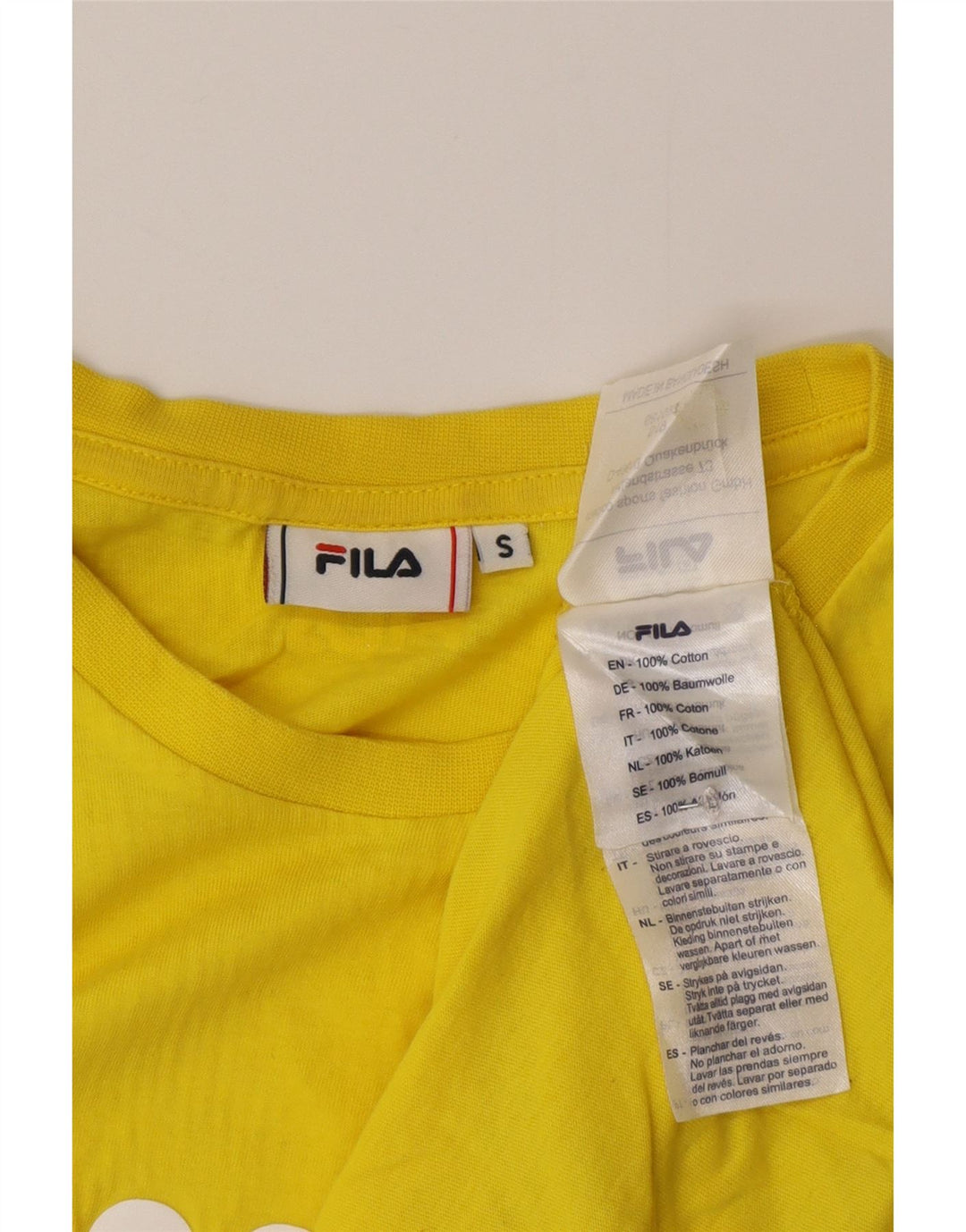 Męski T-shirt z grafiką Fila, mały, żółty, bawełniany