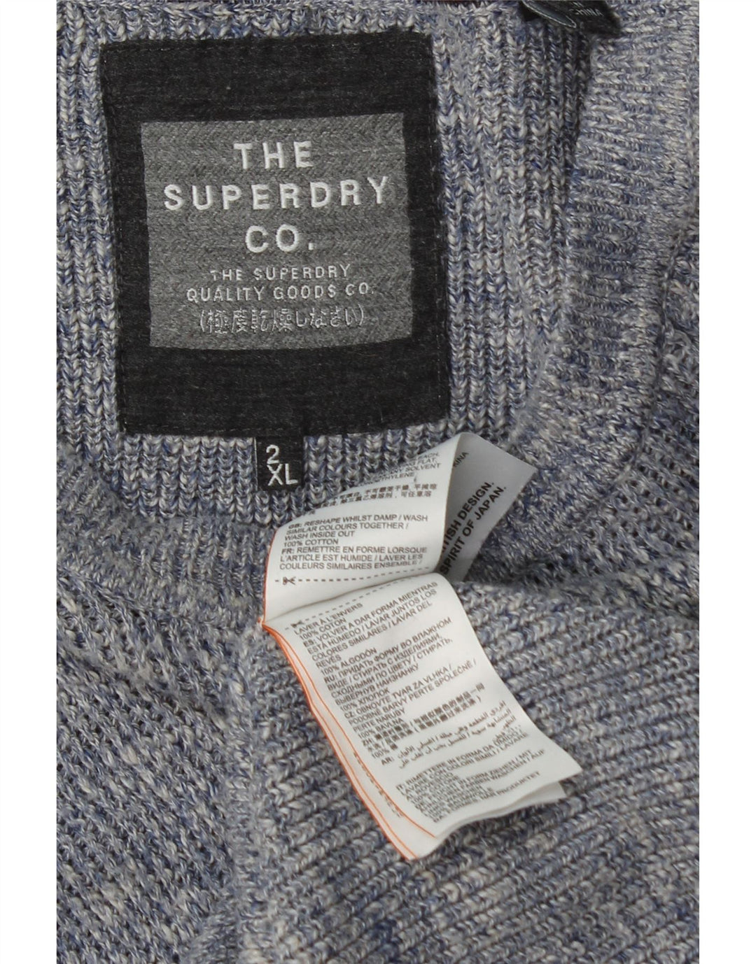 SUPERDRY Damski sweter z długim rękawem i dekoltem w łódkę UK 20 2XL Niebieski, bawełniany