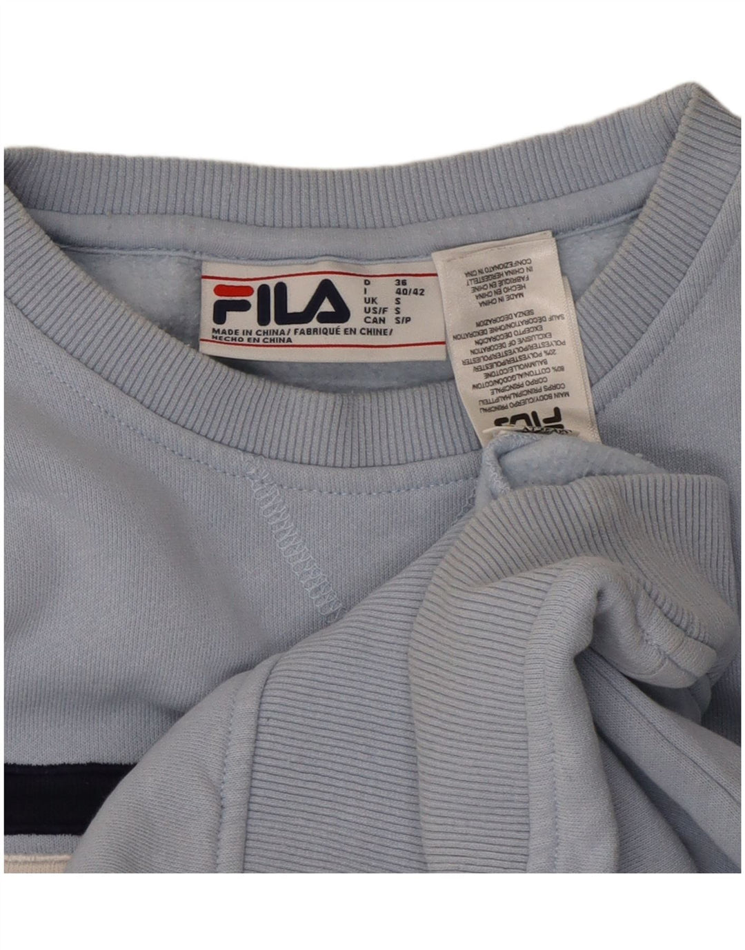 Damski sweter oversize FILA UK 10, mały, niebieski, z blokami kolorów