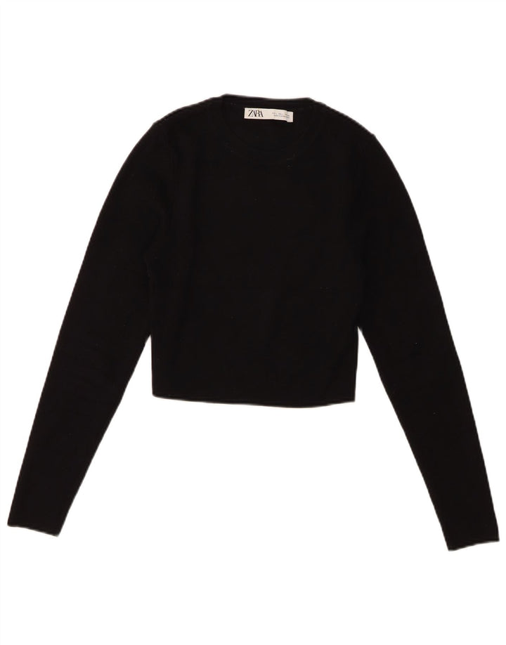 Damski krótki top Zara UK 14 Large, czarna wiskoza