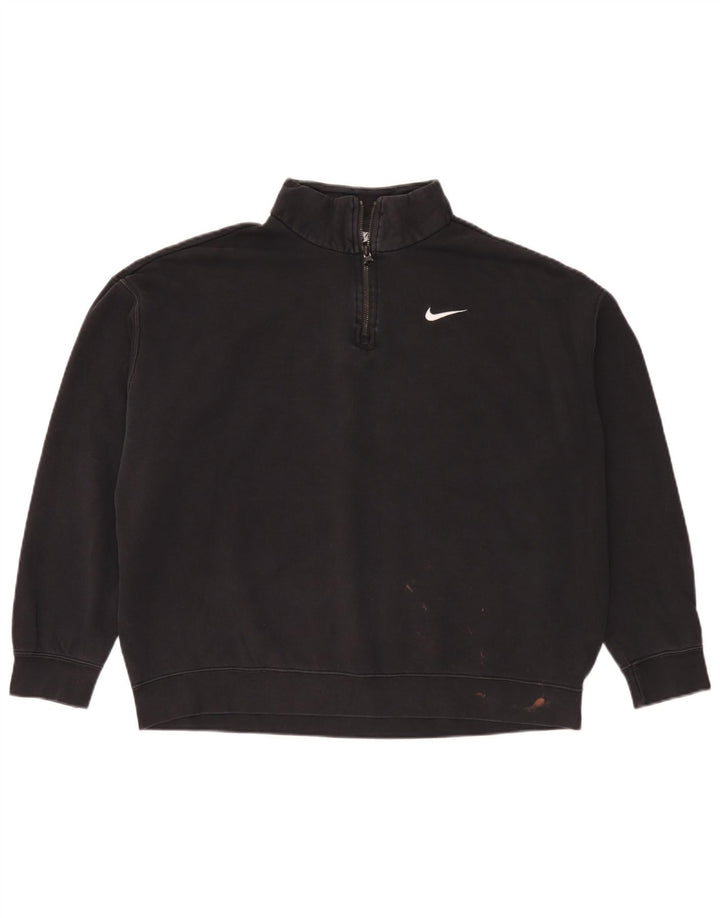 Damski sweter oversize z zamkiem 1/4 Nike, UK 10, mały, czarny, bawełniany