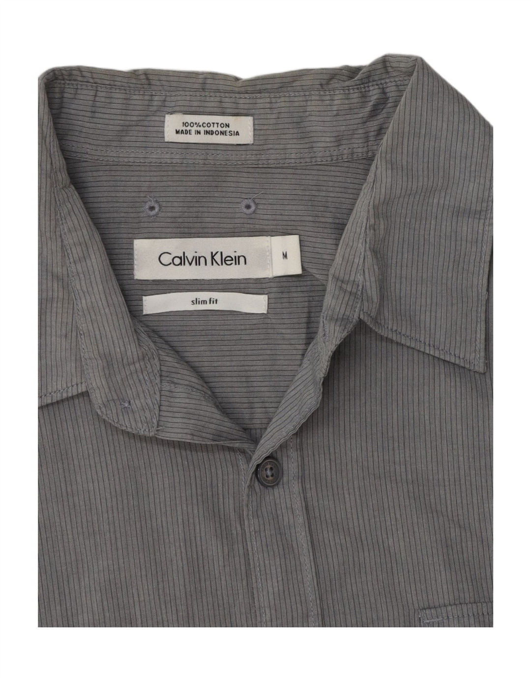 Koszula męska Calvin Klein Slim Fit Średnioszara, bawełniana w prążki