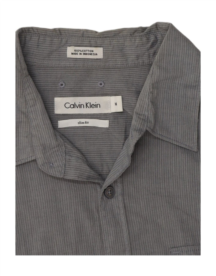 Koszula męska Calvin Klein Slim Fit Średnioszara, bawełniana w prążki