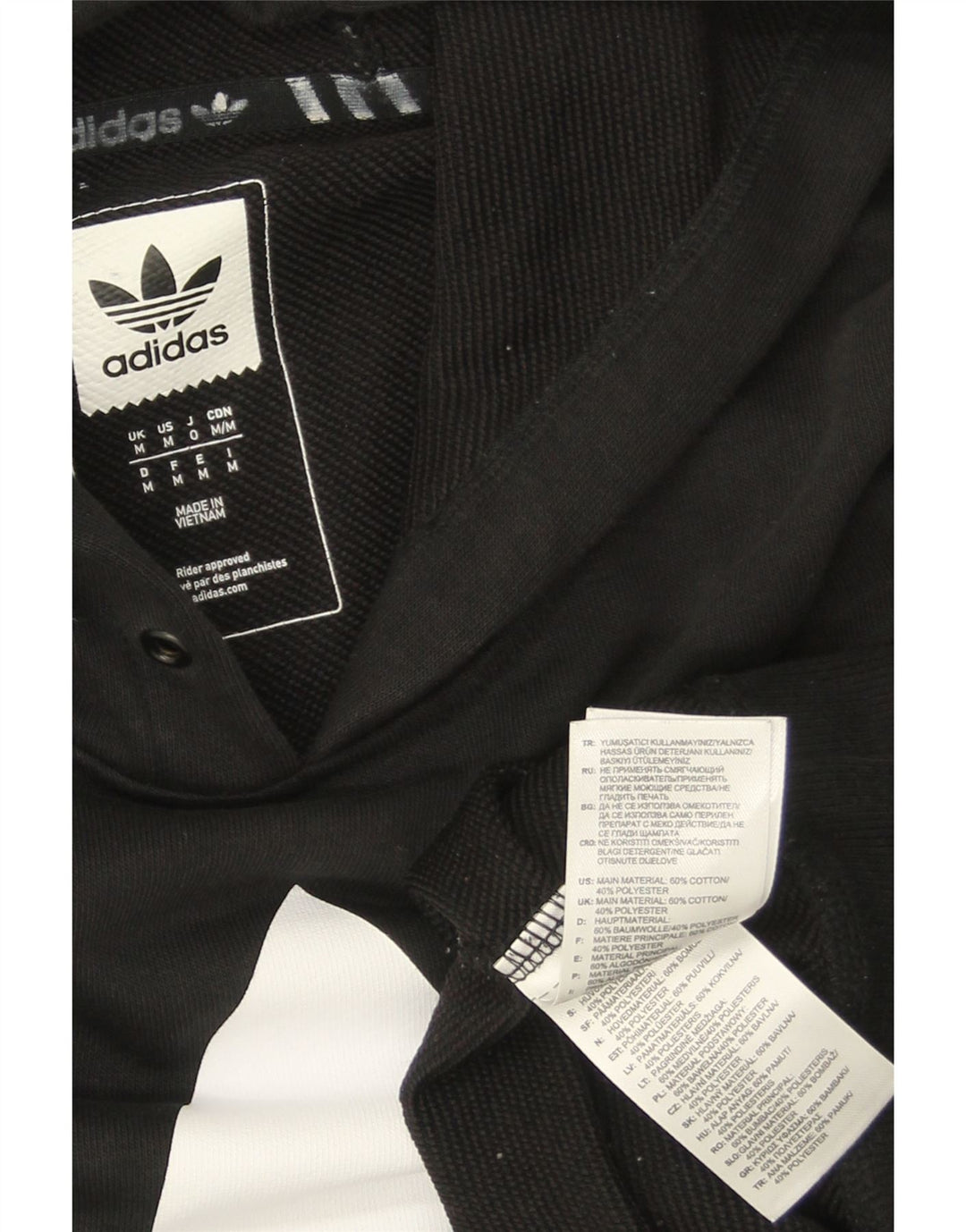 Męski sweter z kapturem i grafiką na deskorolkę ADIDAS, średni czarny, bawełniany