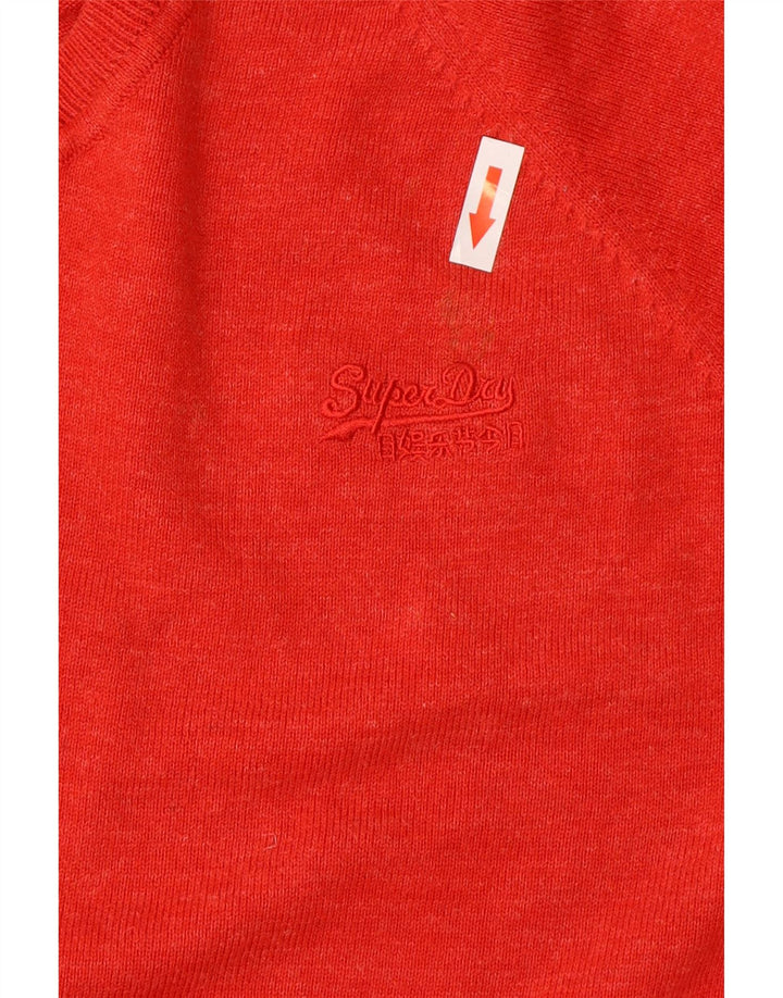Męski sweter Superdry z dekoltem w kształcie litery V, XL, czerwony, bawełniany