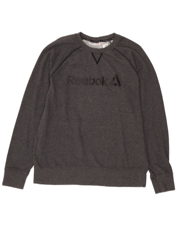 Męska bluza z grafiką REEBOK, średnioszara, bawełniana