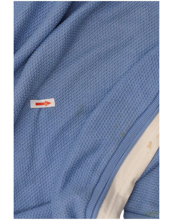 Męski sweter Zara z okrągłym dekoltem, duży, niebieski, bawełniany w bloki kolorów