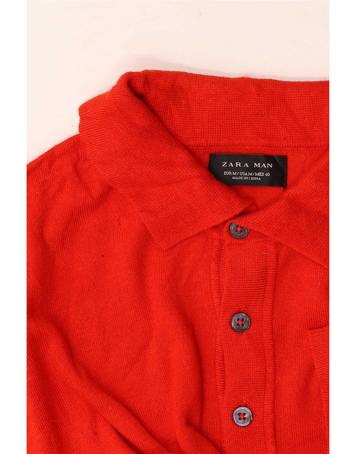 Męska koszulka polo Zara w kolorze średnio czerwonym