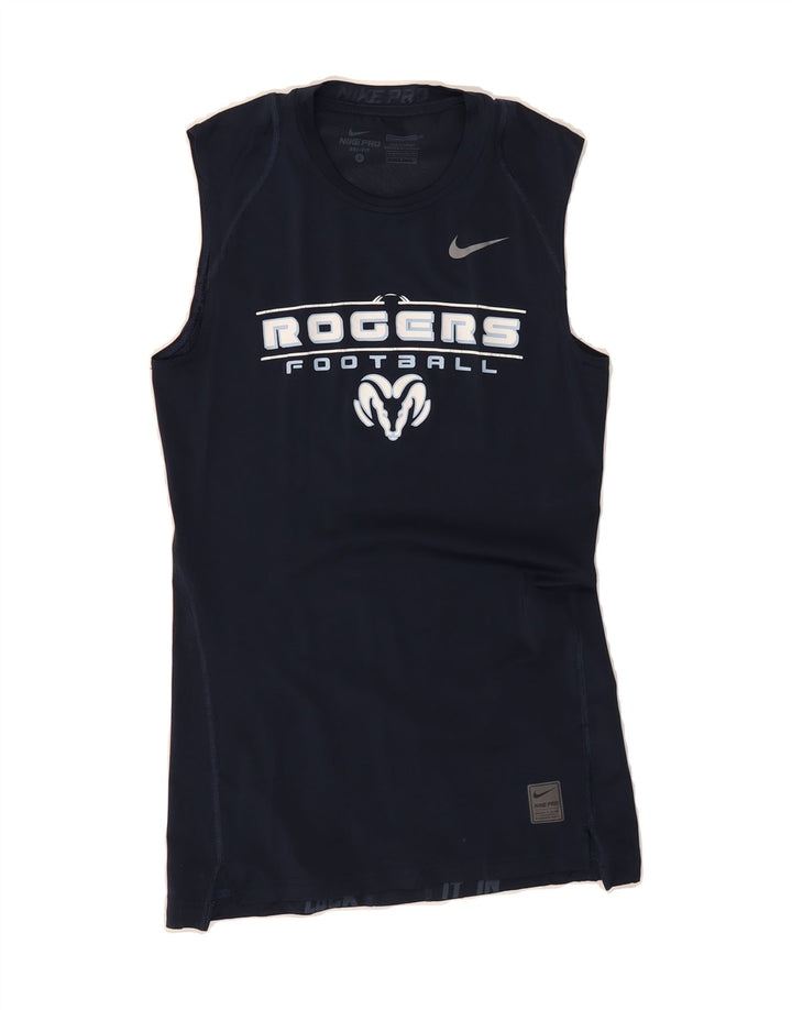 NIKE Womens Rogers Graphic Vest Top UK 8 Small Navy Blue Polyester Vintage Nike and Second-Hand Nike from Messina Hembry 