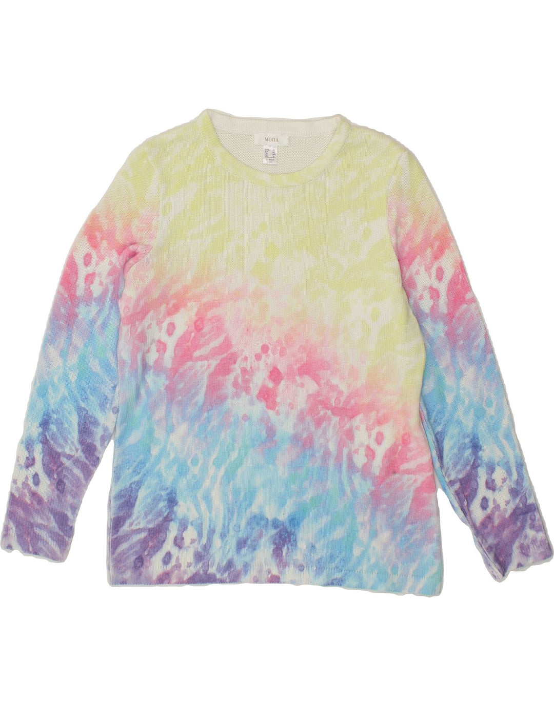 MONA Womens Boat Neck Jumper Sweater UK 14 Medium  Multicoloured Tie Dye Vintage Mona and Second-Hand Mona from Messina Hembry 