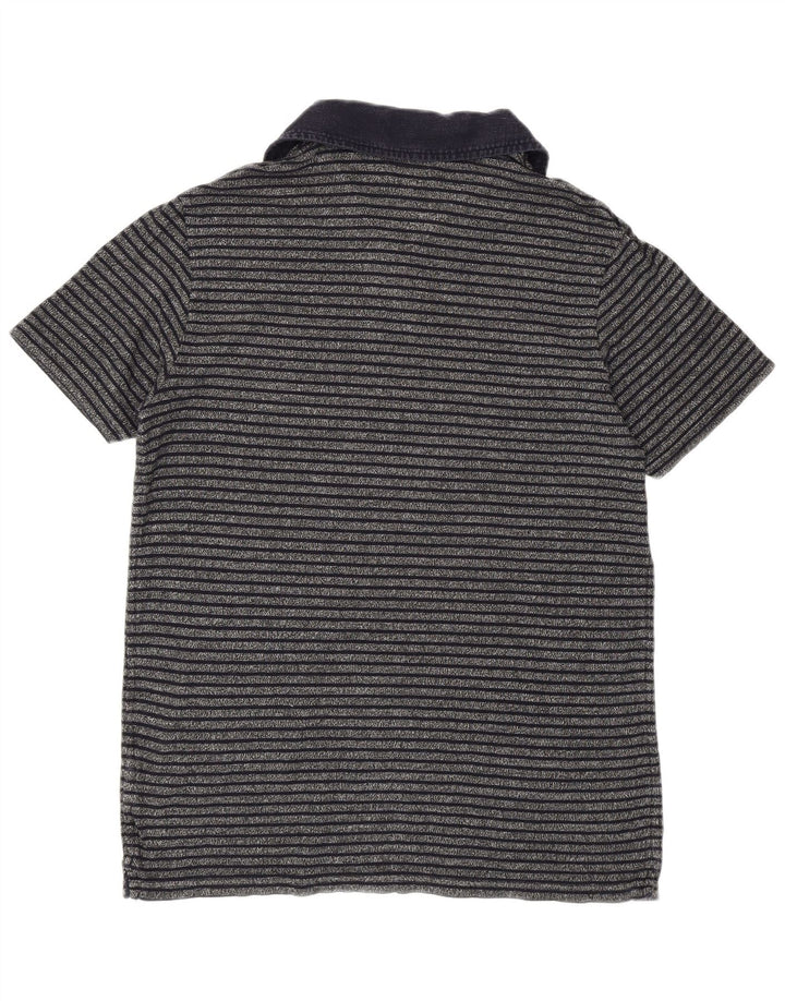 JACK WILLS Mens Polo Shirt Medium Navy Blue Striped Cotton