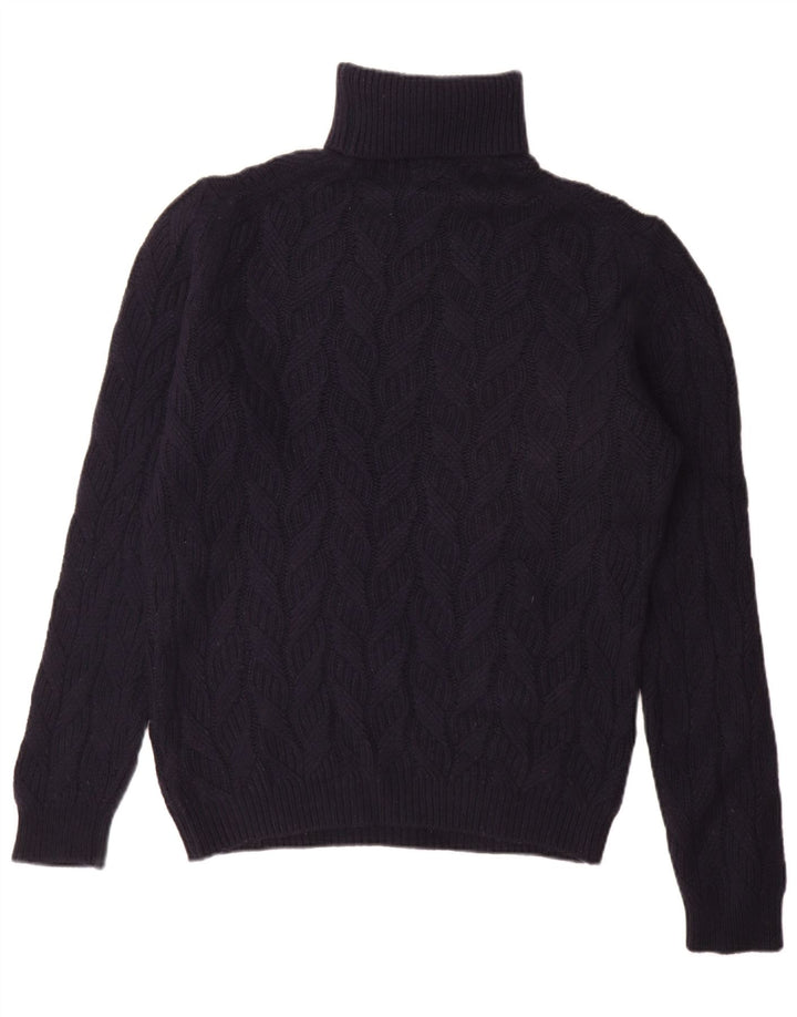 Męski sweter Massimo Dutti z wywijanym dekoltem, duży, granatowy, wełniany