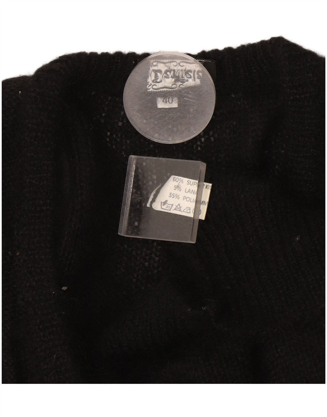 Sweter damski w stylu vintage, EU 40, średni czarny moher