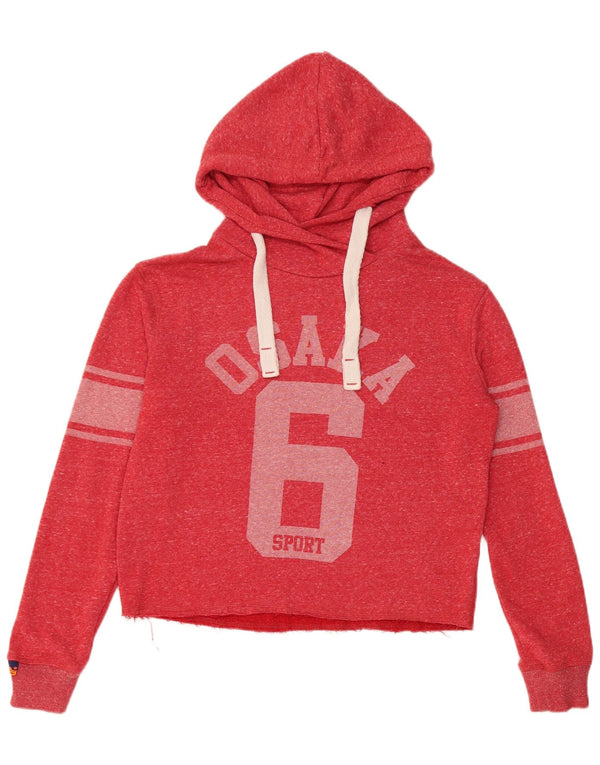 Damski sweter oversize z kapturem Superdry Osaka Graphic, UK 10, mały, czerwony