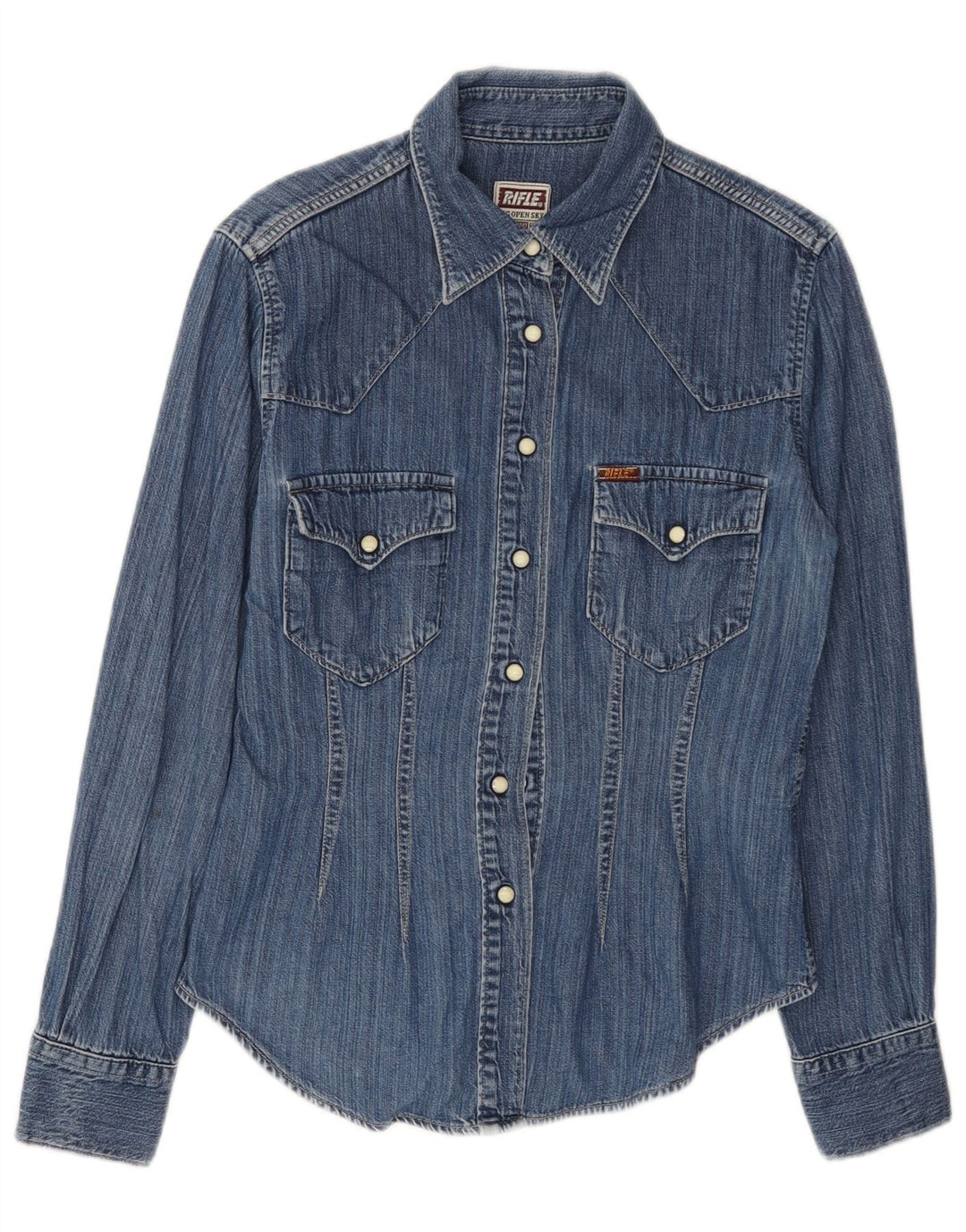 Damska koszula dżinsowa RIFLE UK 10, mała, niebieska, bawełniana